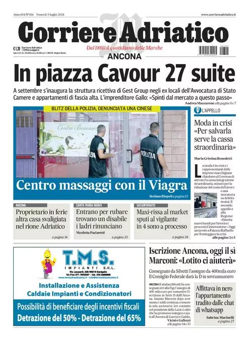 Prima-pagina-corriere adriatico-edizione-di-oggi-05-07-2024